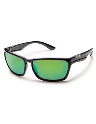 Suncloud Cutout Sunglasses Polarized in Black with Green Mirror